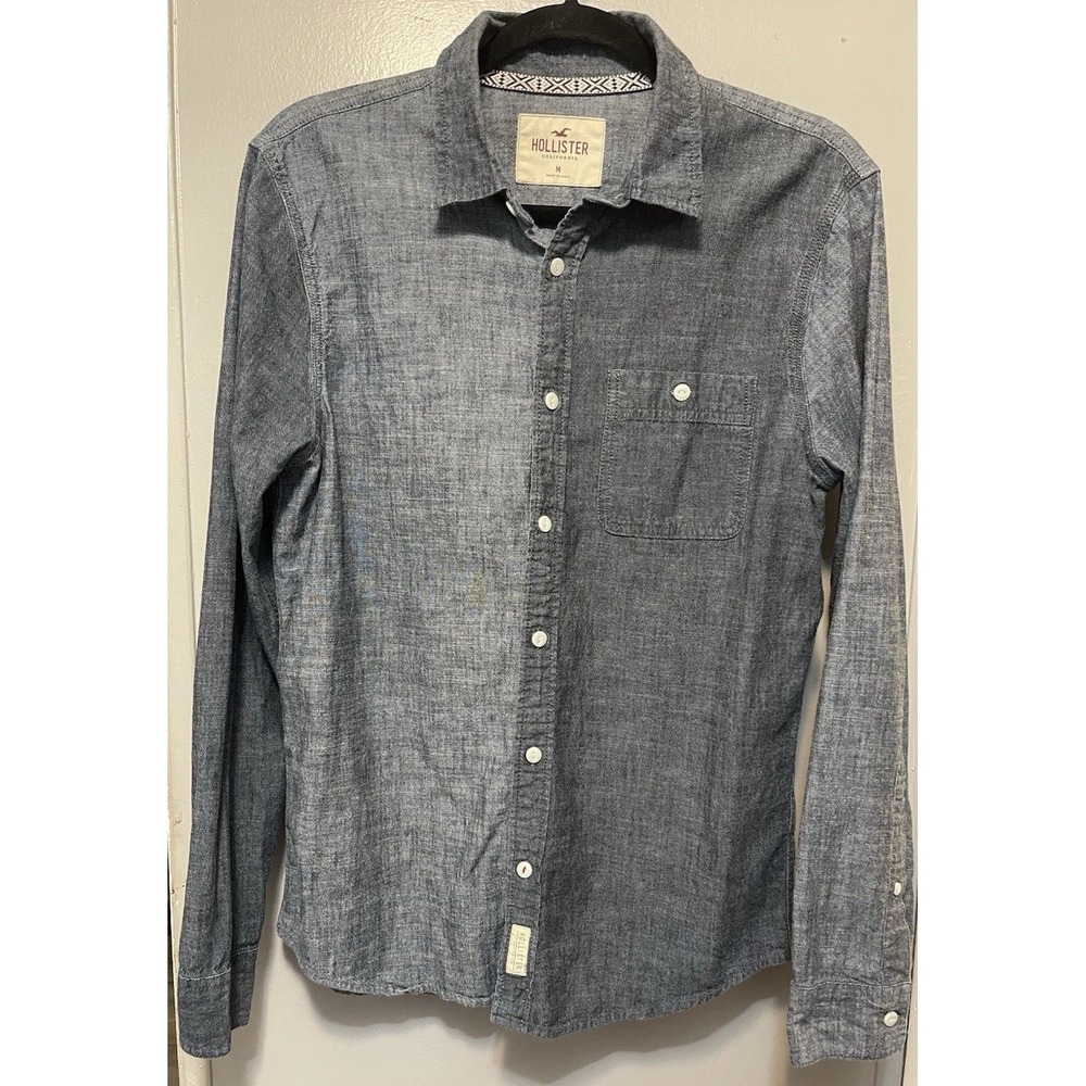 Hollister long sleeve two-tone blue Button Up Shirt Mens Size Medium
